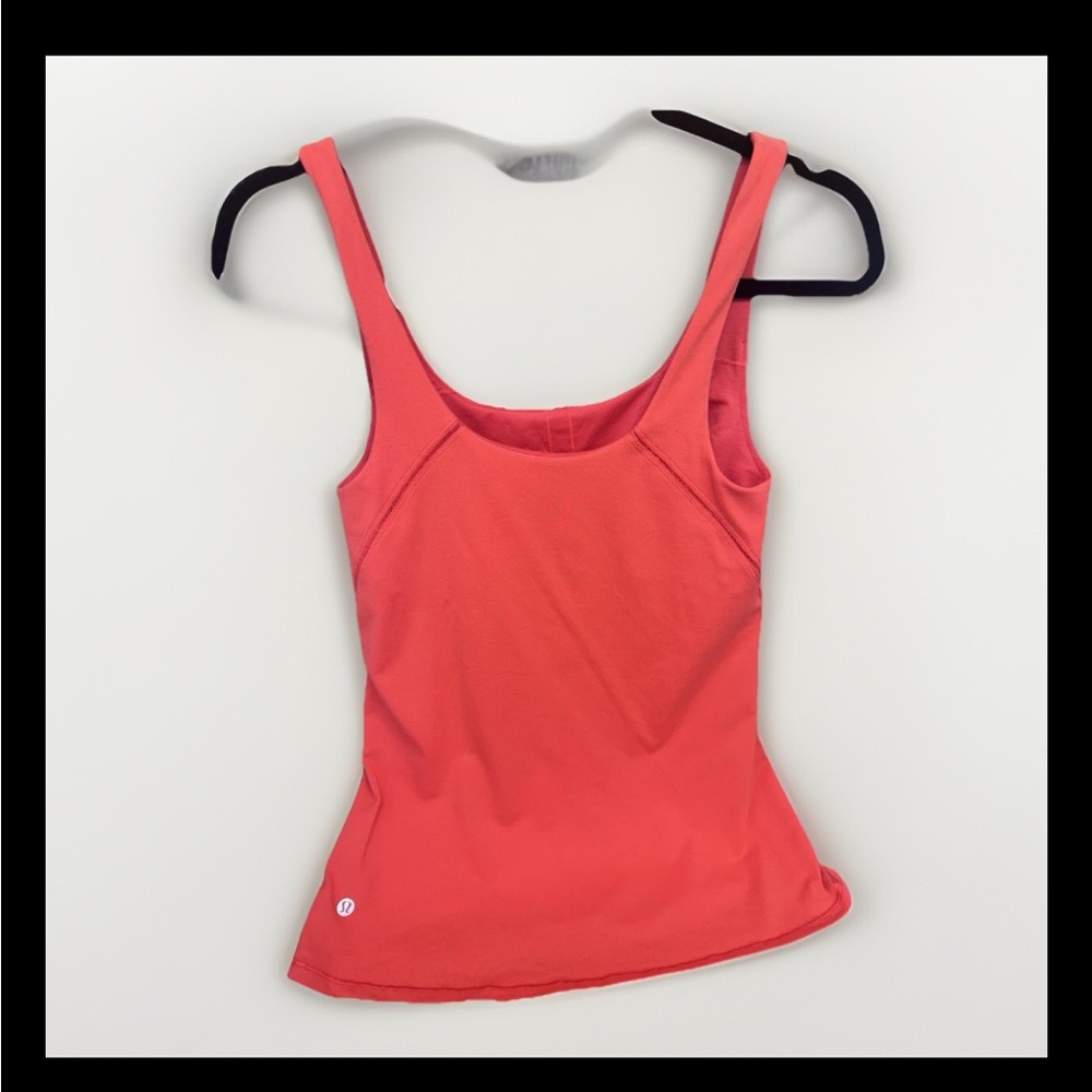 Lululemon Amala Tank Top Alarming Orange Adjustable Shelf Bra 8